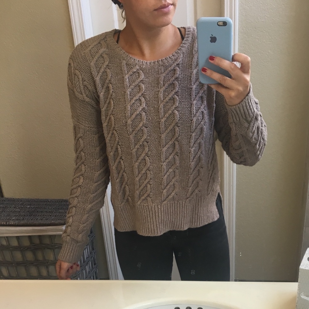 Taupe Cable Knit Sweater